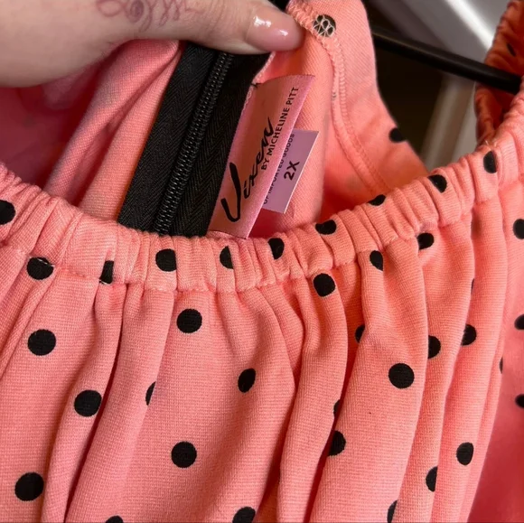 Vixen by Micheline Pitt Daydream Swing Dress in Peach, Size 2X GUC with belt - Picture 7 of 9
